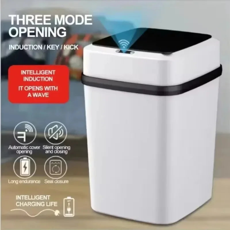 Lixeira inteligente com sensor automático, 15l, grande capacidade, sem toque, economia de energia, à prova d'água, para cozinha, banheiro, escritório doméstico