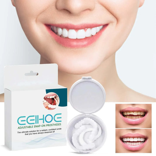 Facetas Dentárias Naturais,Elegante Branco Silicone Dentes Ferramenta  Temporária Sorriso Perfeito Superior Inferior Falso
