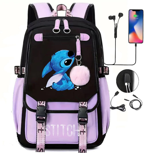 mochilas Lilo e Stitch,carregamento USB,em varias cores.