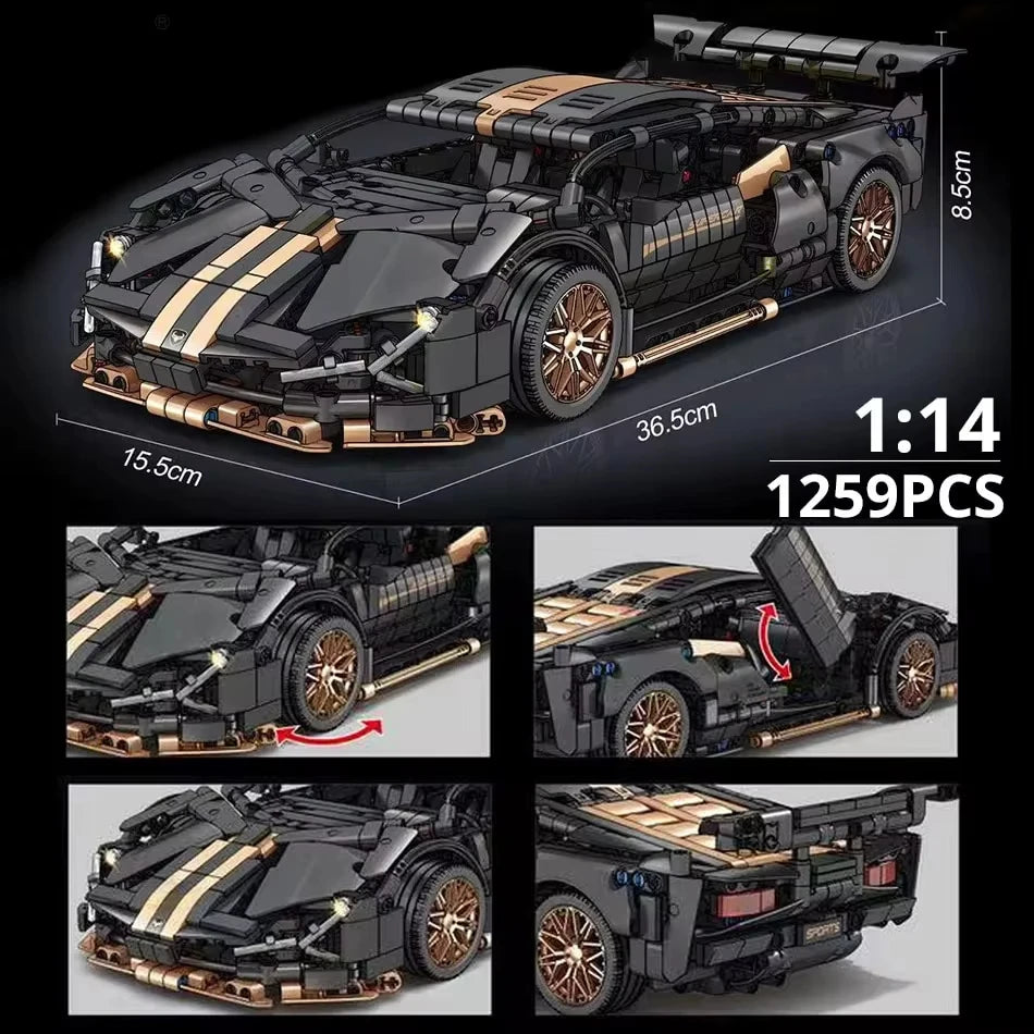 carro esportivos blocos de montar,1280 peças de construção para montar seu carro e construir modelo de carro esportivo para colecionar.