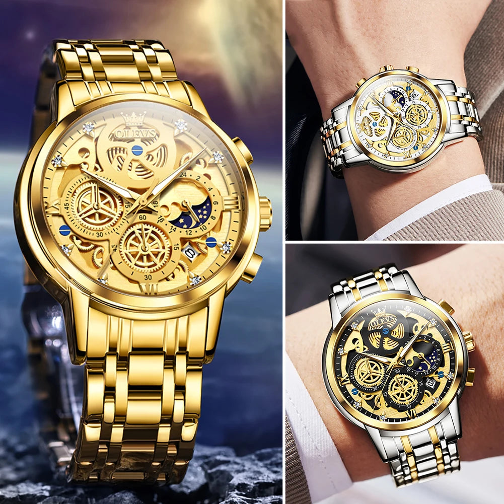 relógios masculinos marca superior de luxo original à prova da água relógio quartzo.