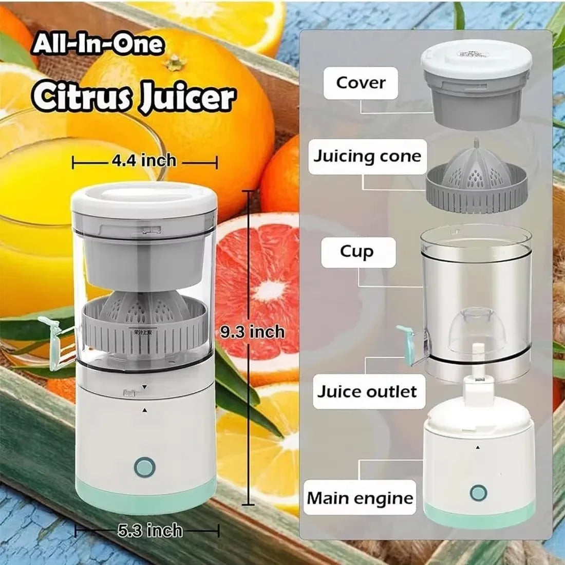 Extrator de frutas totalmente automático, espremedor doméstico portátil, máquina de separação de resíduos, espiral bidirecional, copo espremedor de frutas