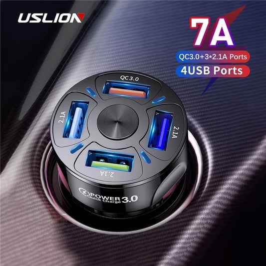 Carregador de carro usb total 250w pd qc3.0 usb c carregador de telefone de carro tipo c adaptador para iphone samsung huawei xiaomi carga rápida