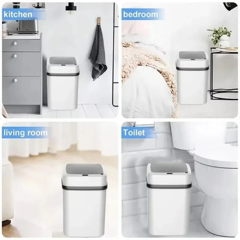 Lixeira inteligente com sensor automático, 15l, grande capacidade, sem toque, economia de energia, à prova d'água, para cozinha, banheiro, escritório doméstico