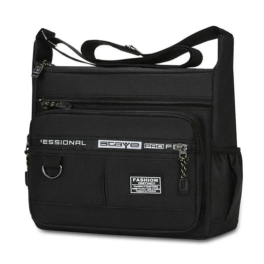 Bolsa tiracolo masculina Rilifinished, bolsa de ombro única, grande capacidade, bolsa de armazenamento, bolsos múltiplos, moda empresarial