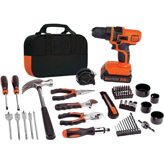 furadeira e parafusadeira kit de ferramentas domésticas,68 peças.