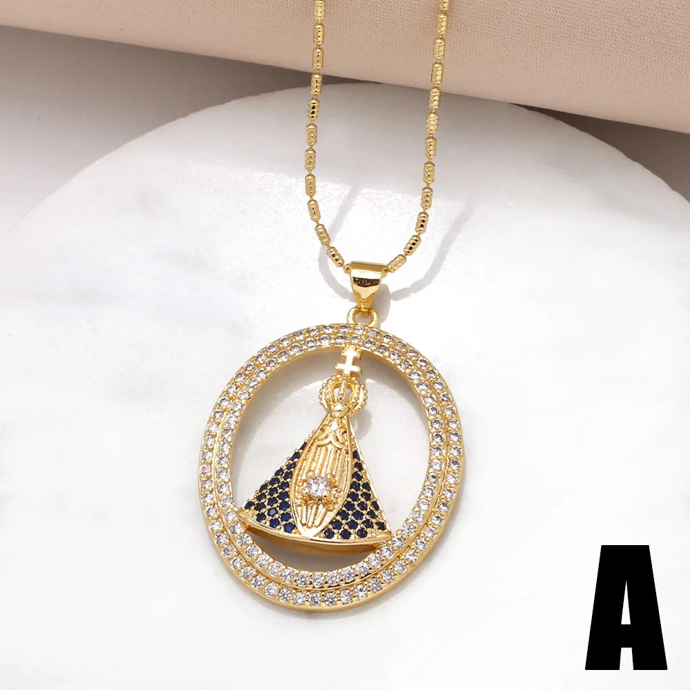 (COMPRE 1 LEVE 2) Colar Nossa Senhora Aparecida - Dupla Face com Manto de Zircônia