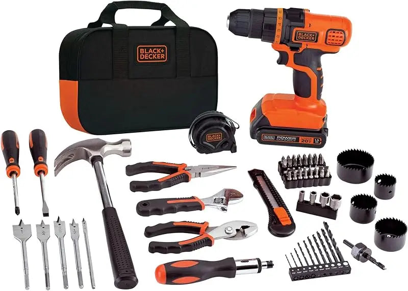 furadeira e parafusadeira kit de ferramentas domésticas,68 peças.