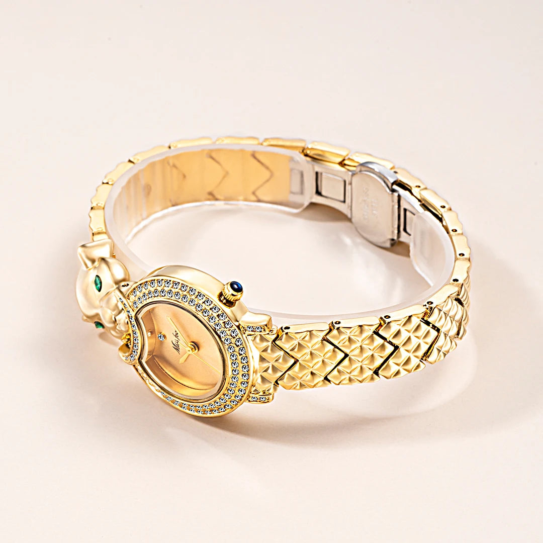 Relógio Missfox leopardo 3d bling diamante quartzo relógio feminino moda casual  relógio  quartzo