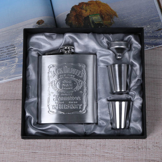 Cantil De Bolso Porta Bebida Whisky Brasão Funil com 2 Copos