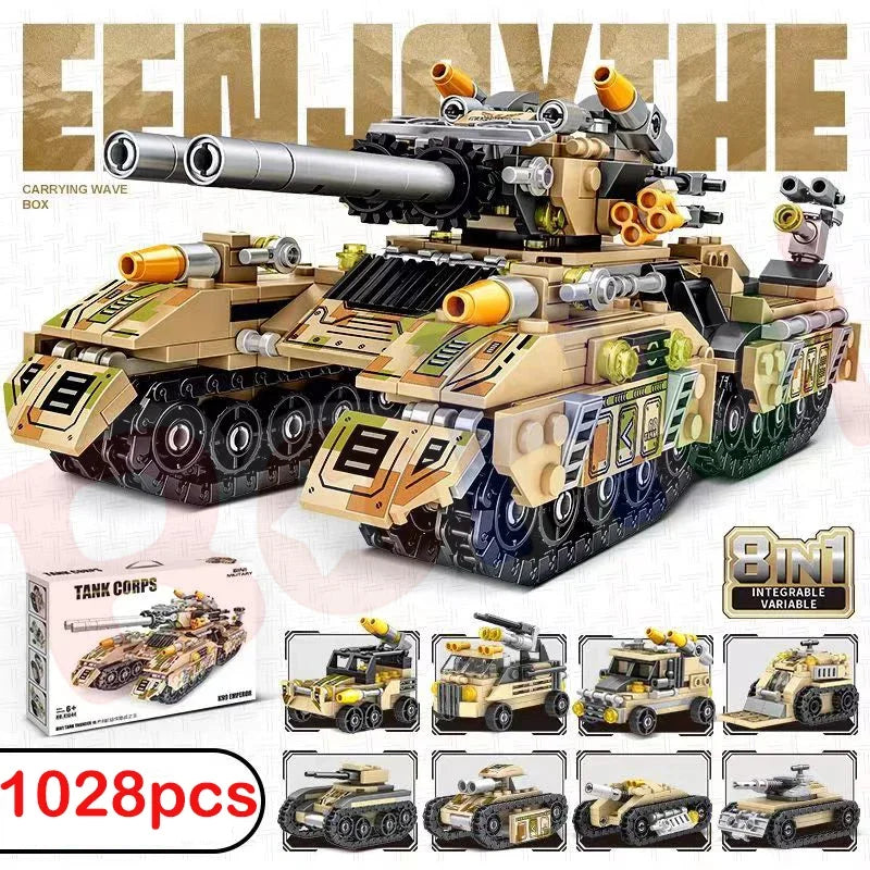 2024 ww2 veículo militar tanque 8in caminhão modelo blocos de construção tijolos de brinquedos  presentes para meninos adulto para se divertir montando.
