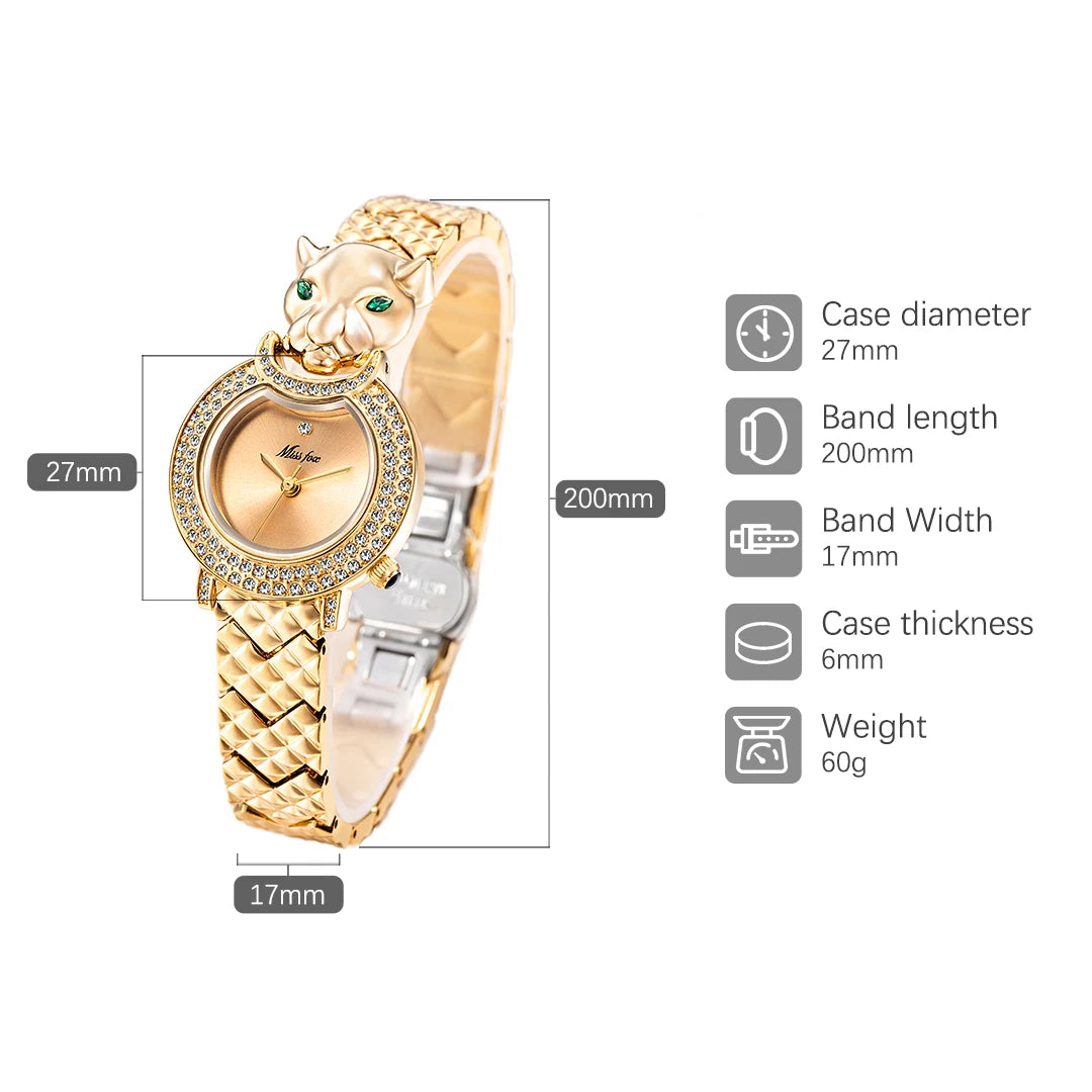 Relógio Missfox leopardo 3d bling diamante quartzo relógio feminino moda casual  relógio  quartzo