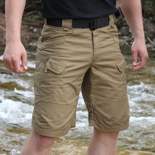 Calções táticos militares urbanos masculinos ao ar livre à prova d'água resistente ao desgaste shorts cargo de secagem rápida multi bolso calças de caminhada