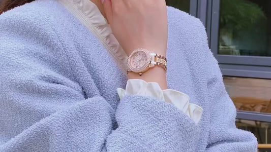 relógio Olevs  luxo todo diamante original relógio de quartzo para mulheres elegante rosa ouro aço inoxidável à prova d´ água  relógios de pulso